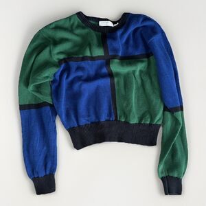 Vintage Liz Claiborne Argyle Sweater P Small Colorblock Eclectic 90s Mom USA